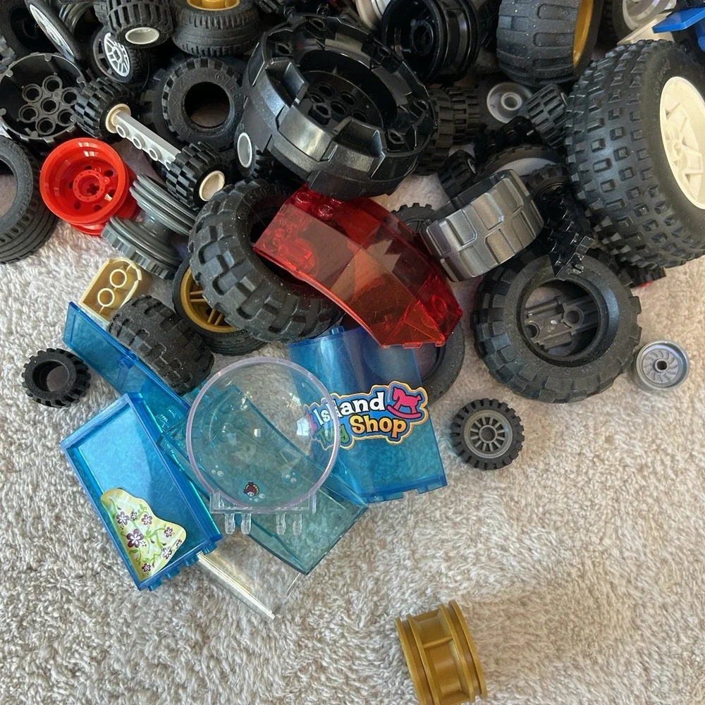 Huge Lot Mixed Lego Wheels‎ Extra Tires Parts & Pieces Used 2.7 Pounds Bulk